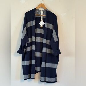 Zenergy Navy and Gray Striped Cardigan